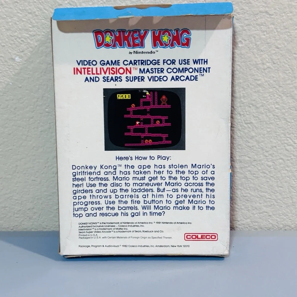 Intellivision Video Game Coleco Donkey Kong, Box, Manual Vintage Retro 80's